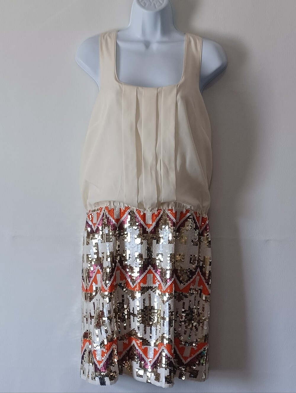 Jessica Simpson Sleeveless Mini Dress With Sequined Skirt